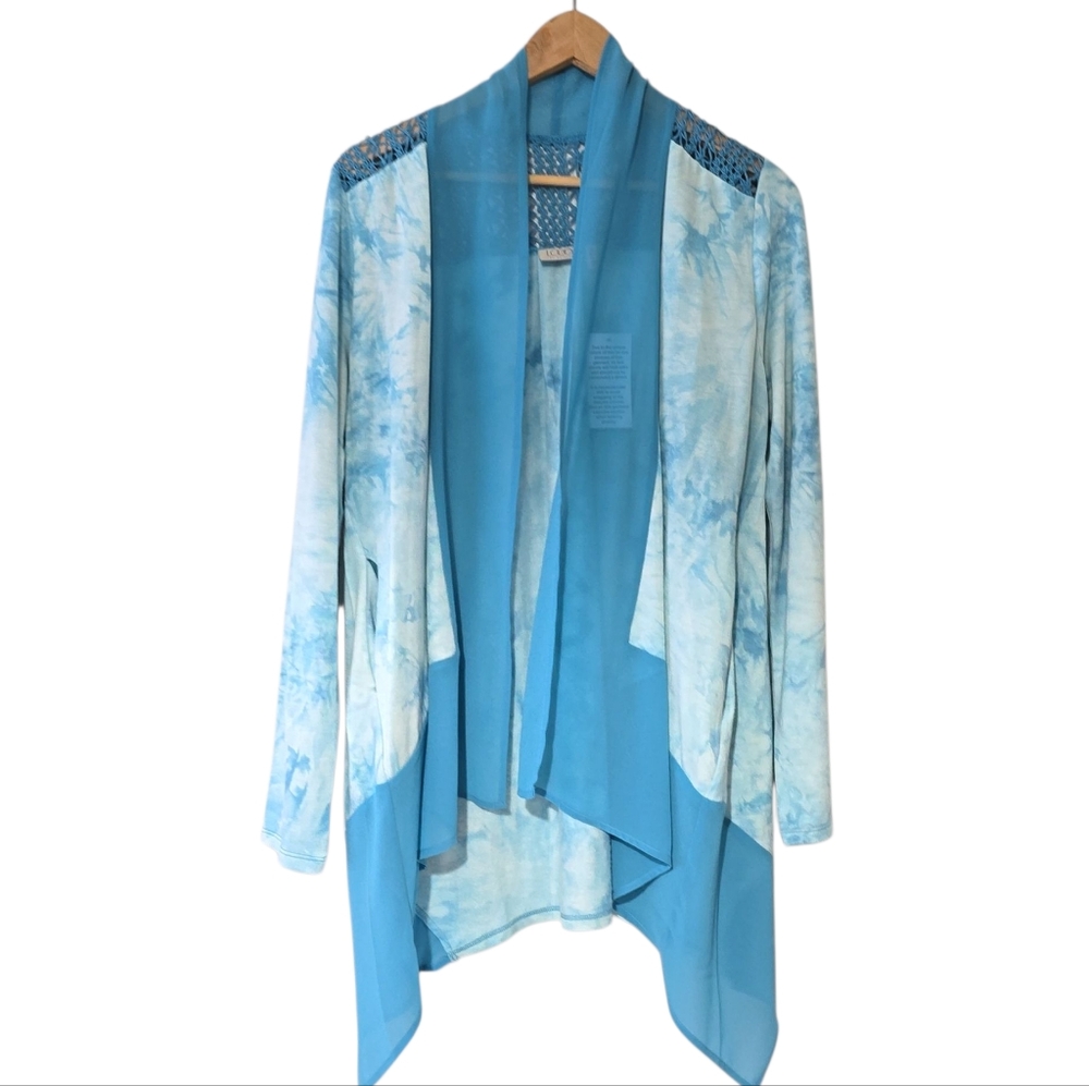 LOGO Lori Goldstein Tie Dye Cardigan Jacket Sz XS Blue Open Front Women